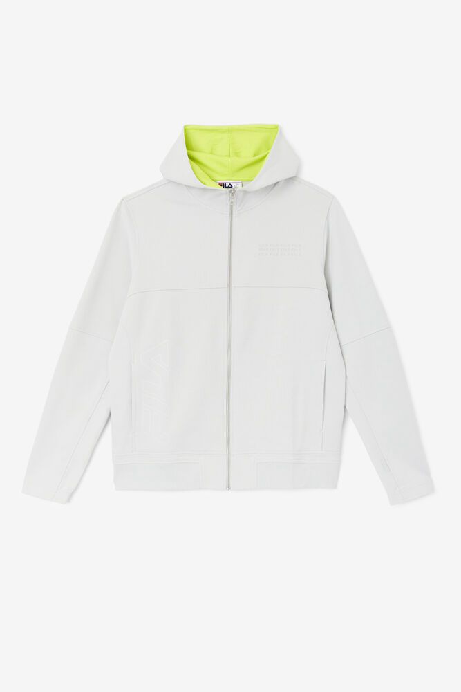 Fila Kayra Full Zip White Hoodie Mens - NZ 38452-UPLD